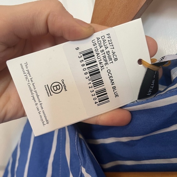 New with tags Daija Shirt in Adia Stripe Ocean Blue XL - Picture 8 of 8